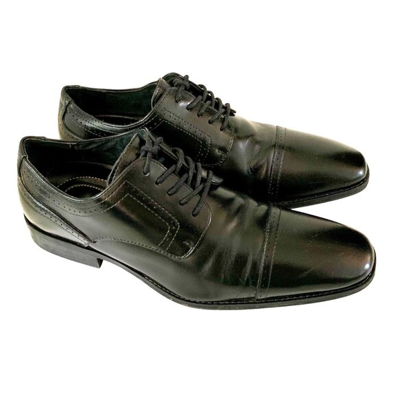 Stacy Adams Waltham Cap Toe Oxford Mens Dress Shoes Leather Black 9 M Lace Up - Picture 2 of 8